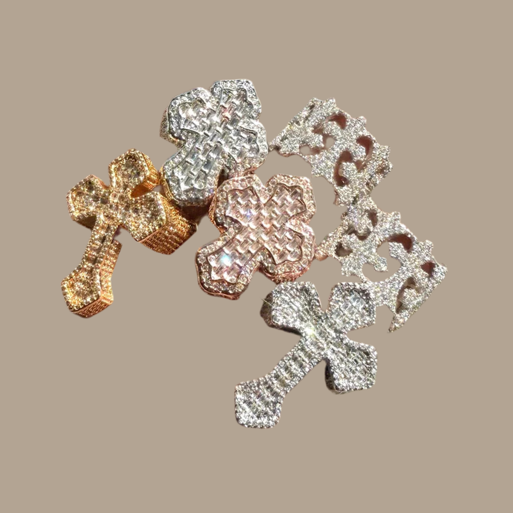 Iced Out Bling Cross Finger Ring