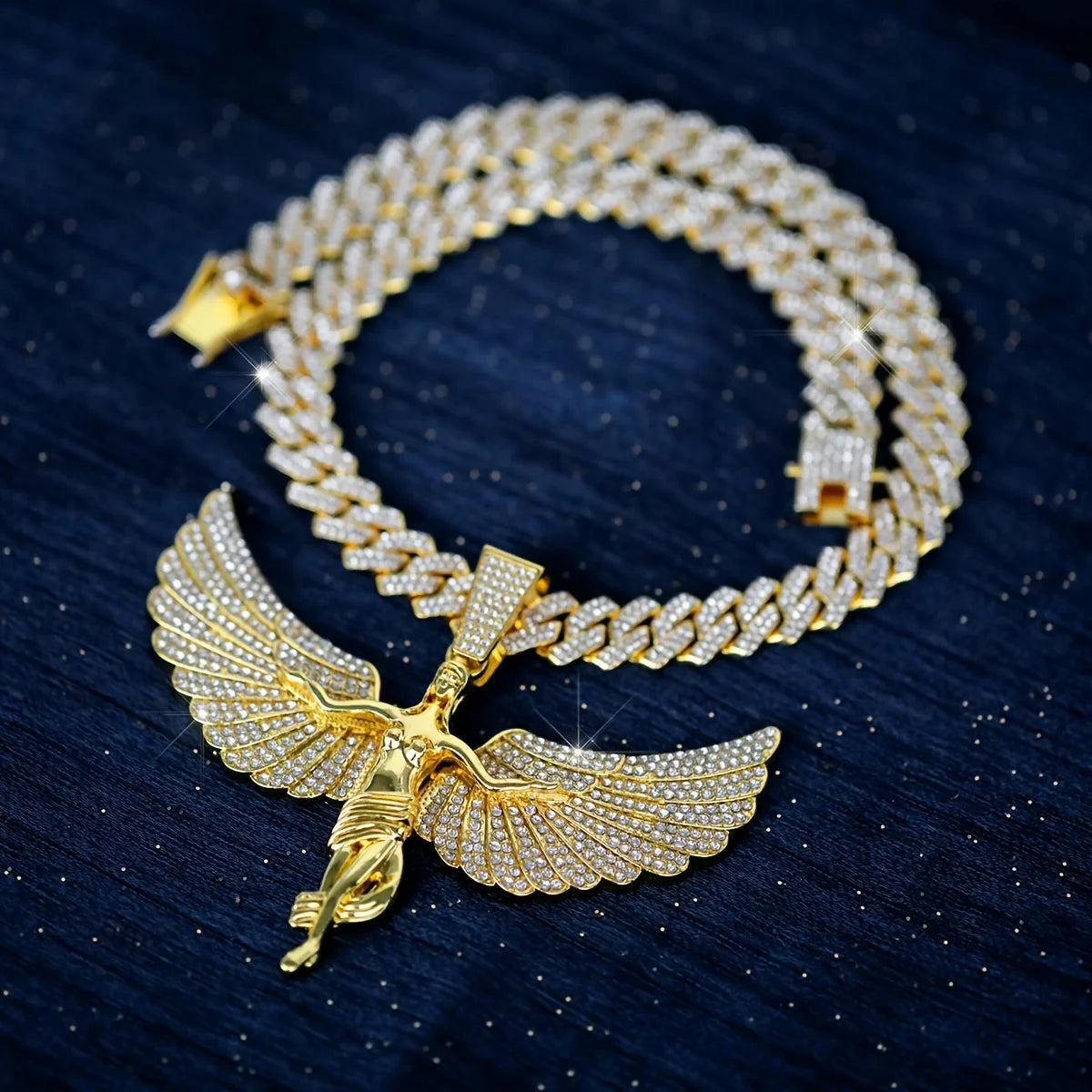 Angel Wings Iced Out Pendant – Shine With Divine Energy