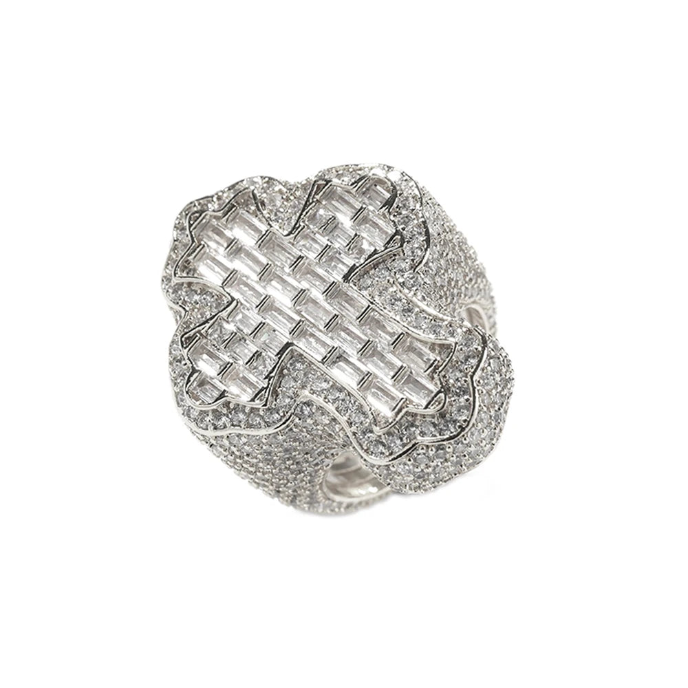Iced Out Bling Cross Finger Ring