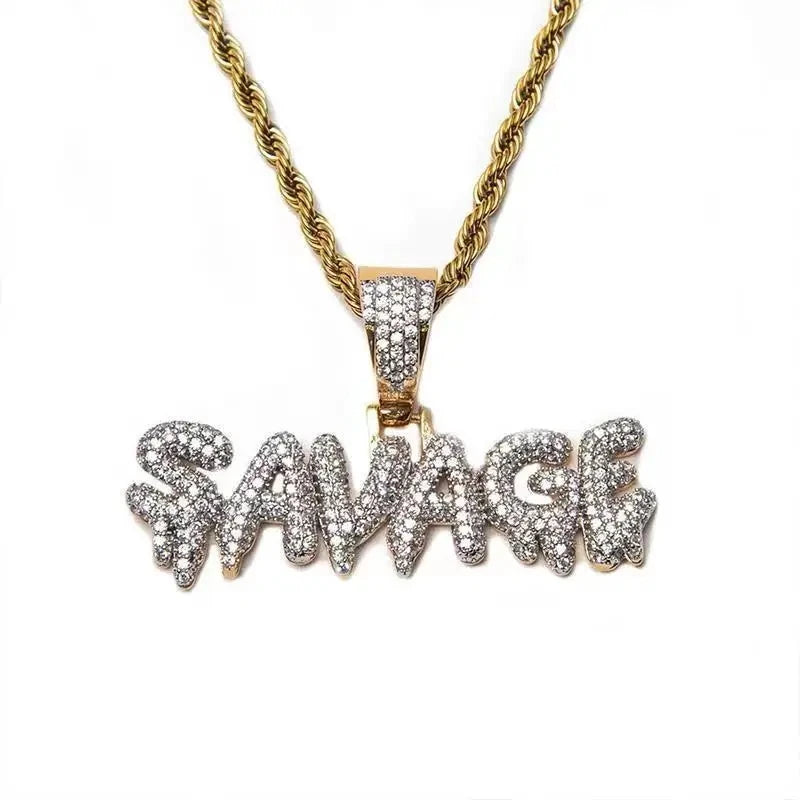 Iced Out"Savage"Pendant Chain -A Heaven Exclusive Bling Necklace