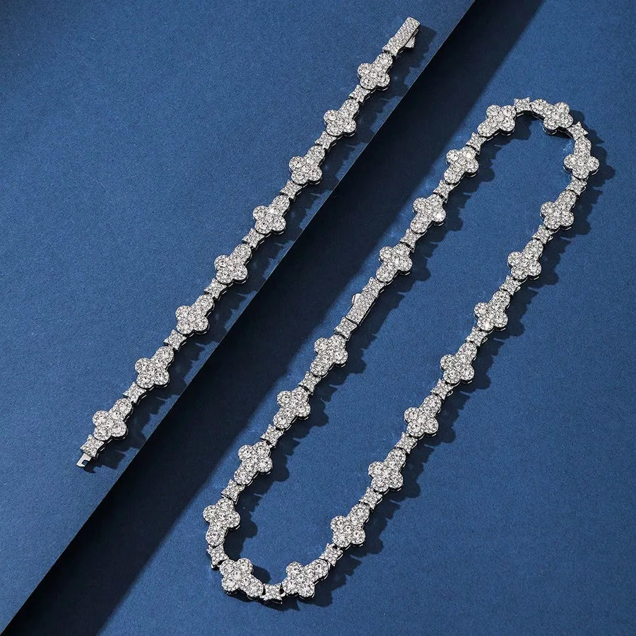 13mm Iced Out Cross Star Chain Set – Luxury Unisex Necklace & Bracelet | A Heaven