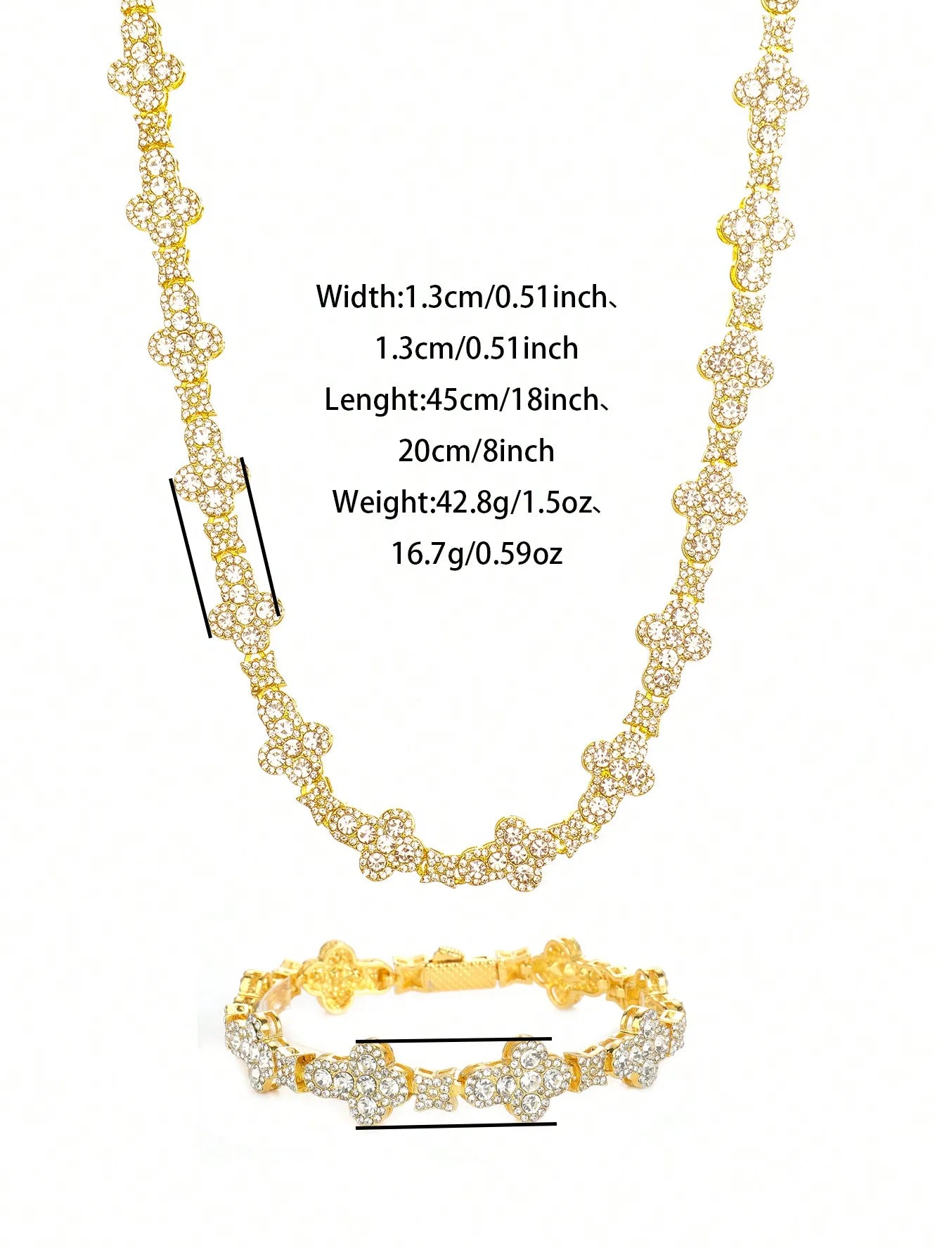 13mm Iced Out Cross Star Chain Set – Luxury Unisex Necklace & Bracelet | A Heaven