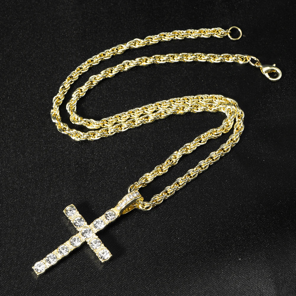 Iced Out Cross Necklace – 4mm Zircon Tennis Chain | A Heaven Exclusive