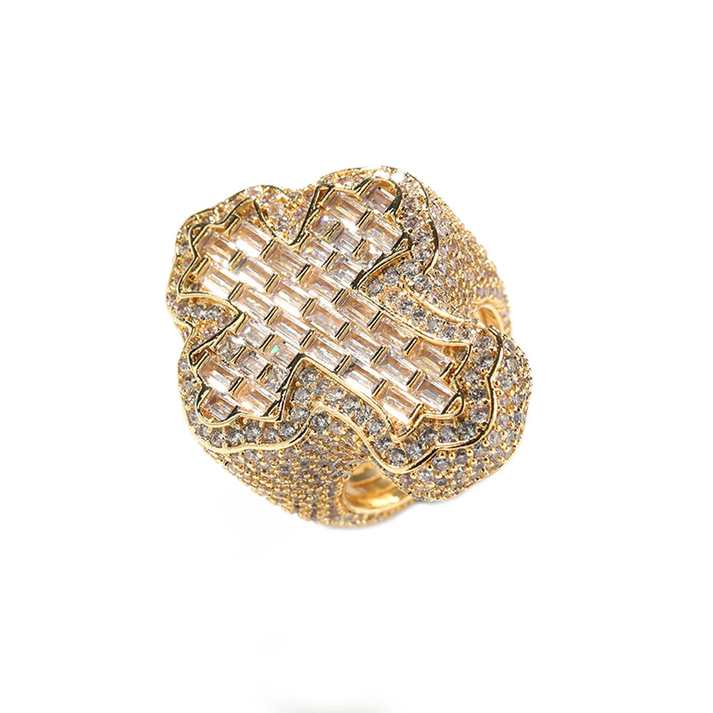 Iced Out Bling Cross Finger Ring