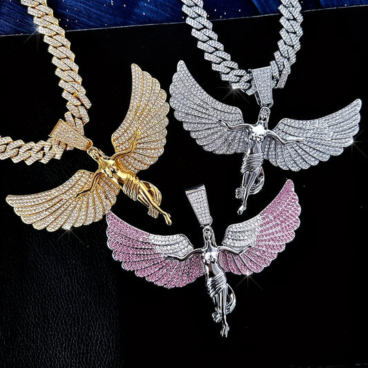 Angel Wings Iced Out Pendant – Shine With Divine Energy