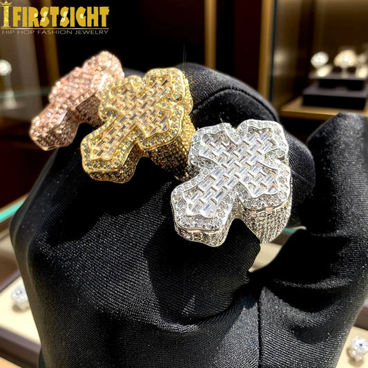 Iced Out Bling Cross Finger Ring